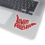 Barcelona Red, white border, Kiss-Cut Stickers - Livin' Aloha