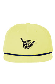 Livin' Aloha Classic 5 Panel Golf Hat (Yellow/ Navy)