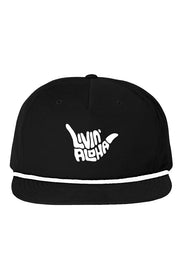 Livin' Aloha Classic 5 Panel Golf Hat (Black/White)