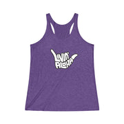 Livin’ Aloha Women’s Classic Racerback Shaka Tank (Purple)