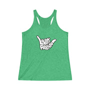 Livin’ Aloha Women’s Classic Racerback Shaka Tank (Green)